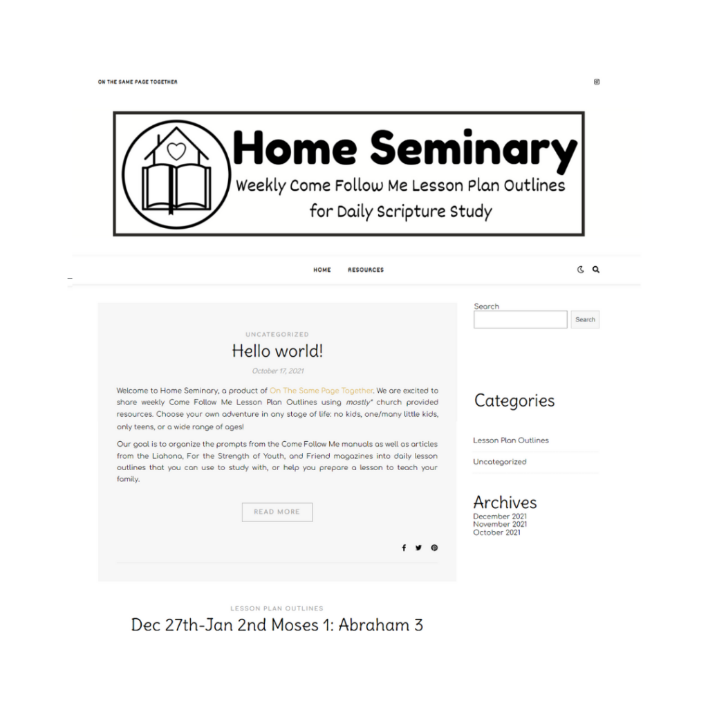 How I Use Home Seminary FREE Come Follow Me 2022 Lesson Plan